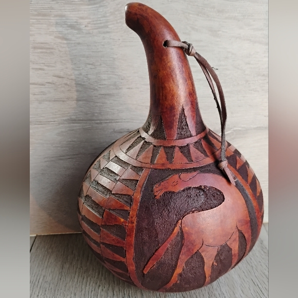 Other - Vintage Maasai Hand Carved Gourd Giraffe Home Decor Kenya